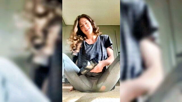 brunette, accident, pussy - massage gun pussy tiktok