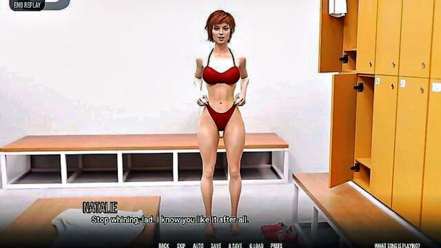 deepthroat, big tits, huge boobs cumshot - trainer made him cum twice