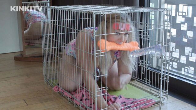 kinkitv, pet play, slave - cage fetish with beth