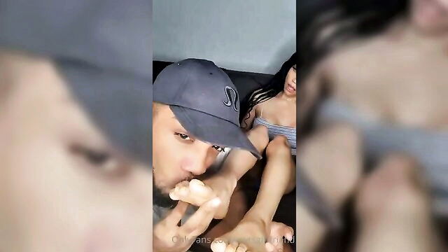 MyTSgirlfriend, TS Mirage - mytsgirlfriend handjob foot fetish