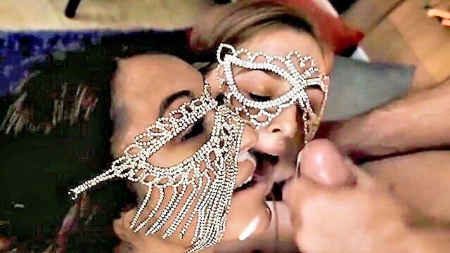 stepmom and stepdaughter indulge in a cream pie blowjob