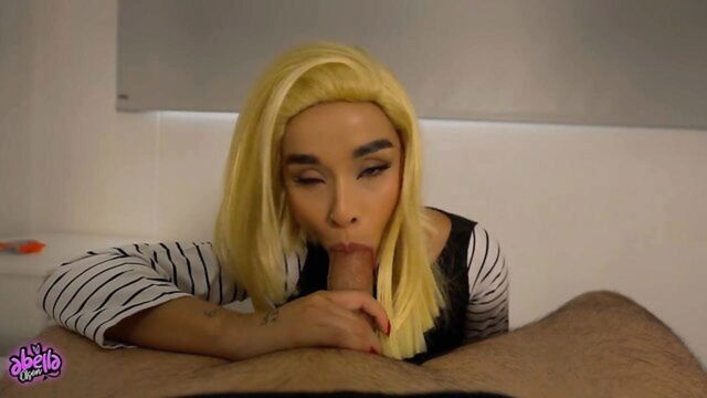 amateur, big tits, big cock - android 18 cum eating