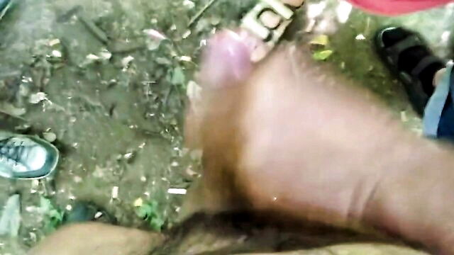 man, amateur, group sex - three cocks in the park part 2