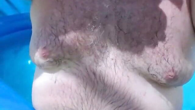 daddy, amateur, bear - nude dad at the pool