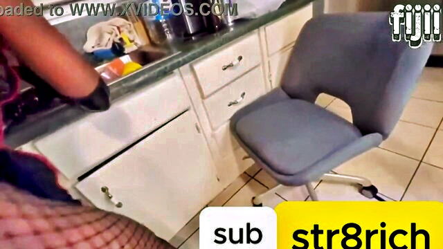 ebony kitchen ass destruction