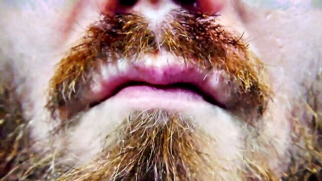 close up, face close up, bearded men - cough spurts fetish intake