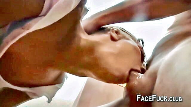 amateur, amteur blowjob, amateur deepthroat - a compilation of intense deepthroating and facial with rough finish