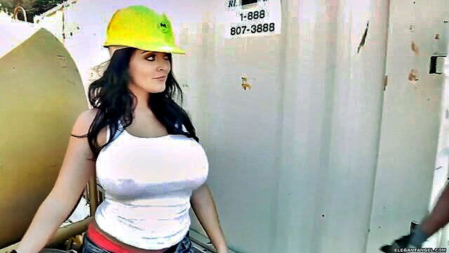 milf, big ass, big tits - a voluptuous construction worker engages in sexual acts