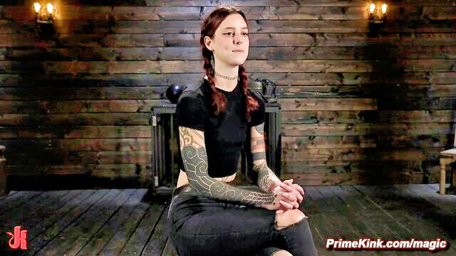 bondage, bdsm, fetish - gagged redhead bondage