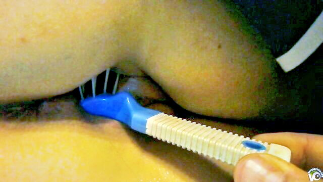 pounded, hair, pussy - gf hair brush swing