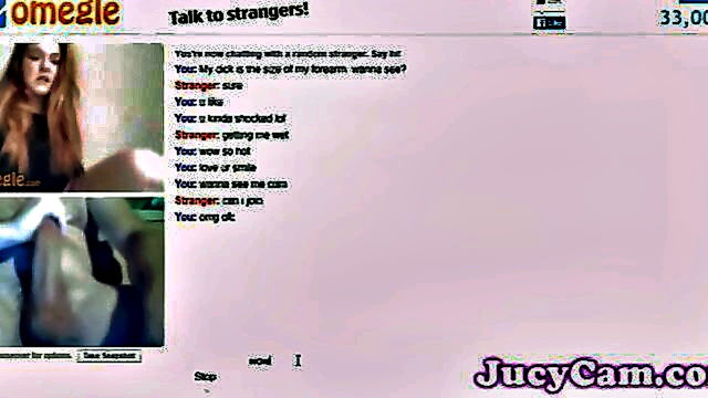 huge dick, omegle teen, webcam - charming omegle teen gets aroused by big penis during webcam session