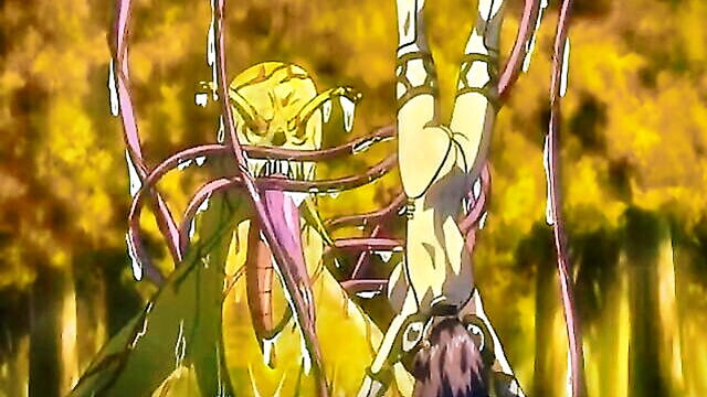 hentai, bigboobs, anime - monster tentacles penetrate large breasts in a rough hentai encounter