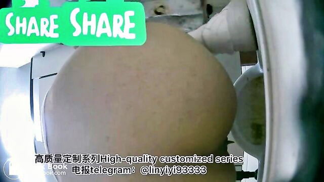 urine spraying toilet by young mother