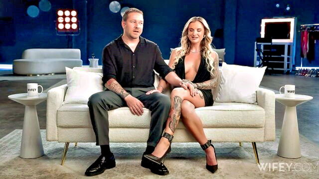 husband, wife, milf - huge black cock spreads blondes legs