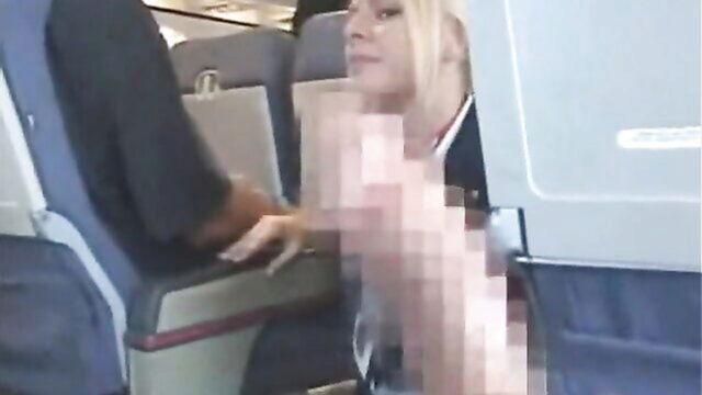 uniform, fingering, blonde - stewardess handjob video