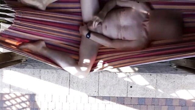 big cock, amateur, masturbation - muscular twink hammock masturbation