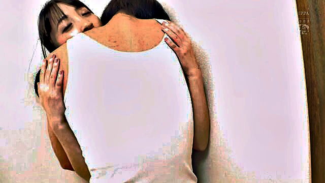 japanese, asian, lesbian - brunette asian teen engaged in coed humping and lesbian kissing