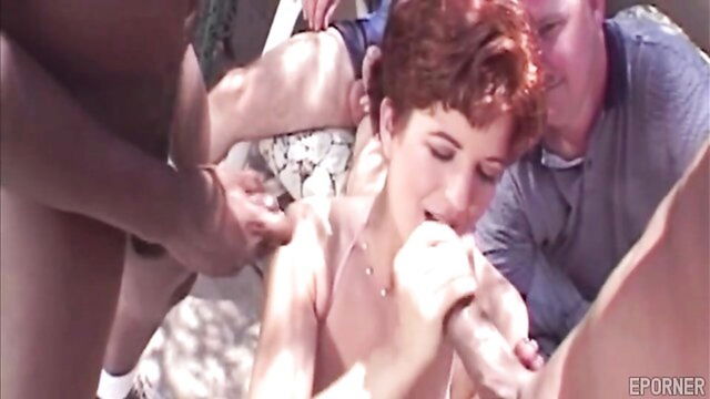 blowjob, redhead, vintage - cuckold redhead wife interracial sex