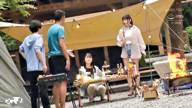 censored, outdoor, blowjob - female campers sex in tent