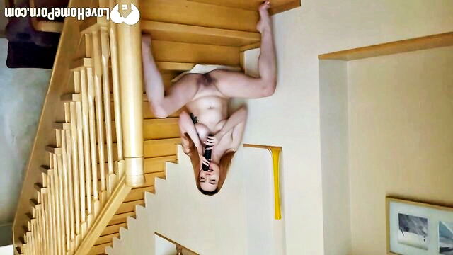 solo, homemade, amateur - staircase solo masturbation