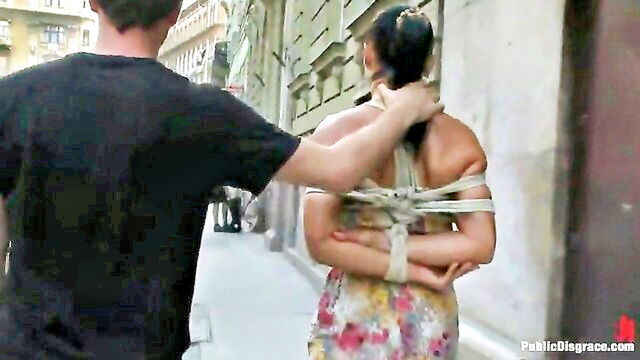 public nudity, humiliation, public disgrace - dominatrix crawling streets