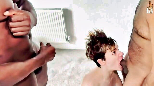 action, ass play, amature - gay bareback threeway with dad