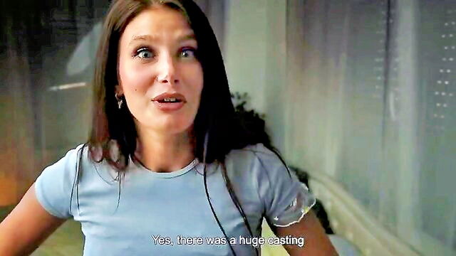 big boobs pov, reverse cowgirl, russian - russian brunette gets her big ass cummed on