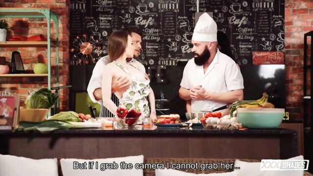 big tits, brazilian, blowjob - threesome sex kitchen hardcore