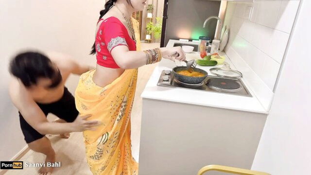 hot indian aunty, in the kitchen, asian hardcore - desi bhabhi saanvi bahl kitchen fuck