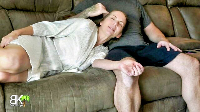 amateur, blowjob, cumshot - stepmom and son share bed