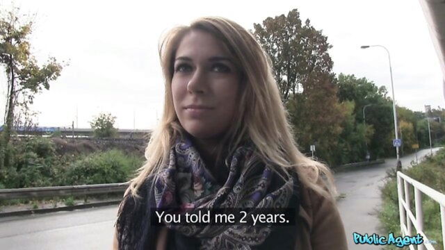 Jo Jo - outdoor blowjob blonde Public Agent