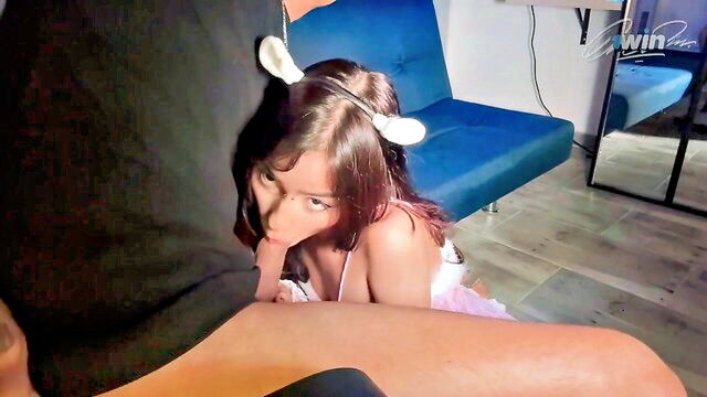 blowjob, small tits, petite - yammy teen blowjob scene