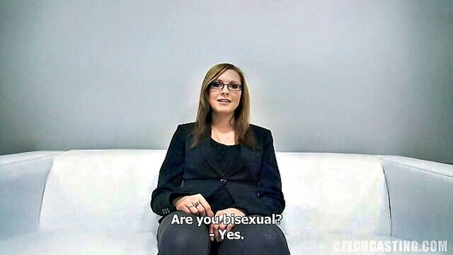 glasses, sweet sex, casting sex - a charming novice with spectacles participates in a sexual audition