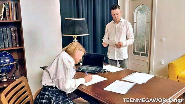 Lina - 18 year old lina star receives tutoring in 4k