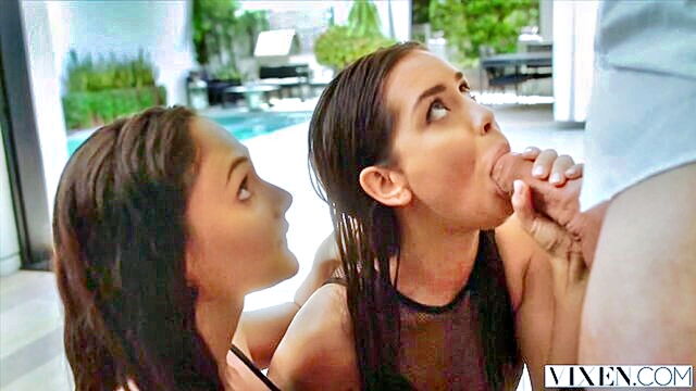 Ariana Marie, Alina Lopez - two mischievous college girls sneak into a pool and enjoy a massive penis   ariana marie engages in cowgirl riding Vixen