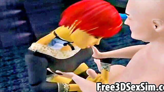 redhead, hardcore, hentai - redhead babe enjoys riding a hard penis in a sensual 3d cartoon