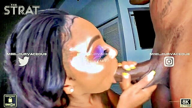 Mimi - mimis amazing deepthroat skills on ricos big ebony shaft