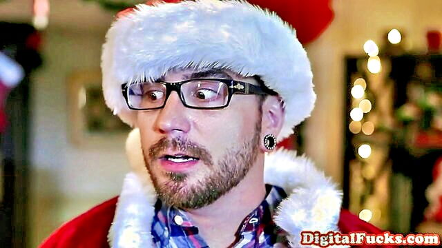 santas naughty helper with a tattooed butt rides his cock and receives a facial in hd : Ratywag54