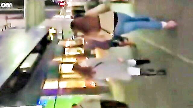 teen with a large rear end caught on camera while walking in tight denim trousers on public streets : vkerluke