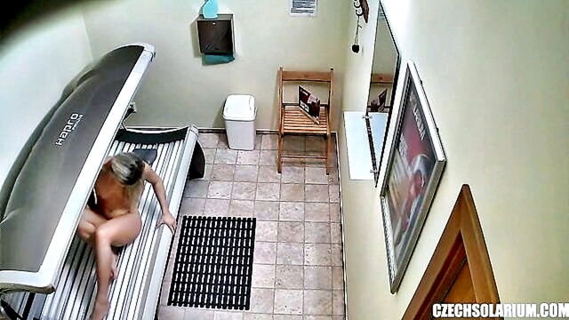 naughty girl unsuspectingly caught on camera in a solarium : dickinson_mia