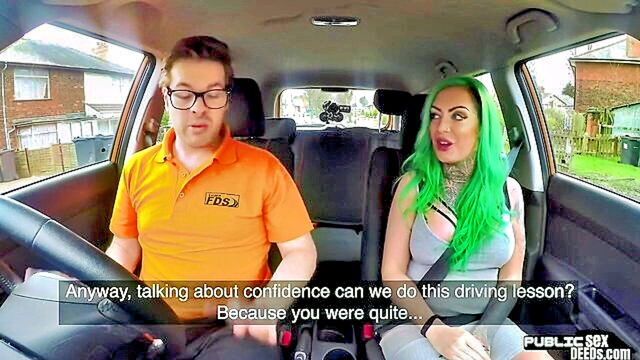 inked european babe squirts while getting fingered and pounded by driving instructor : fakehub